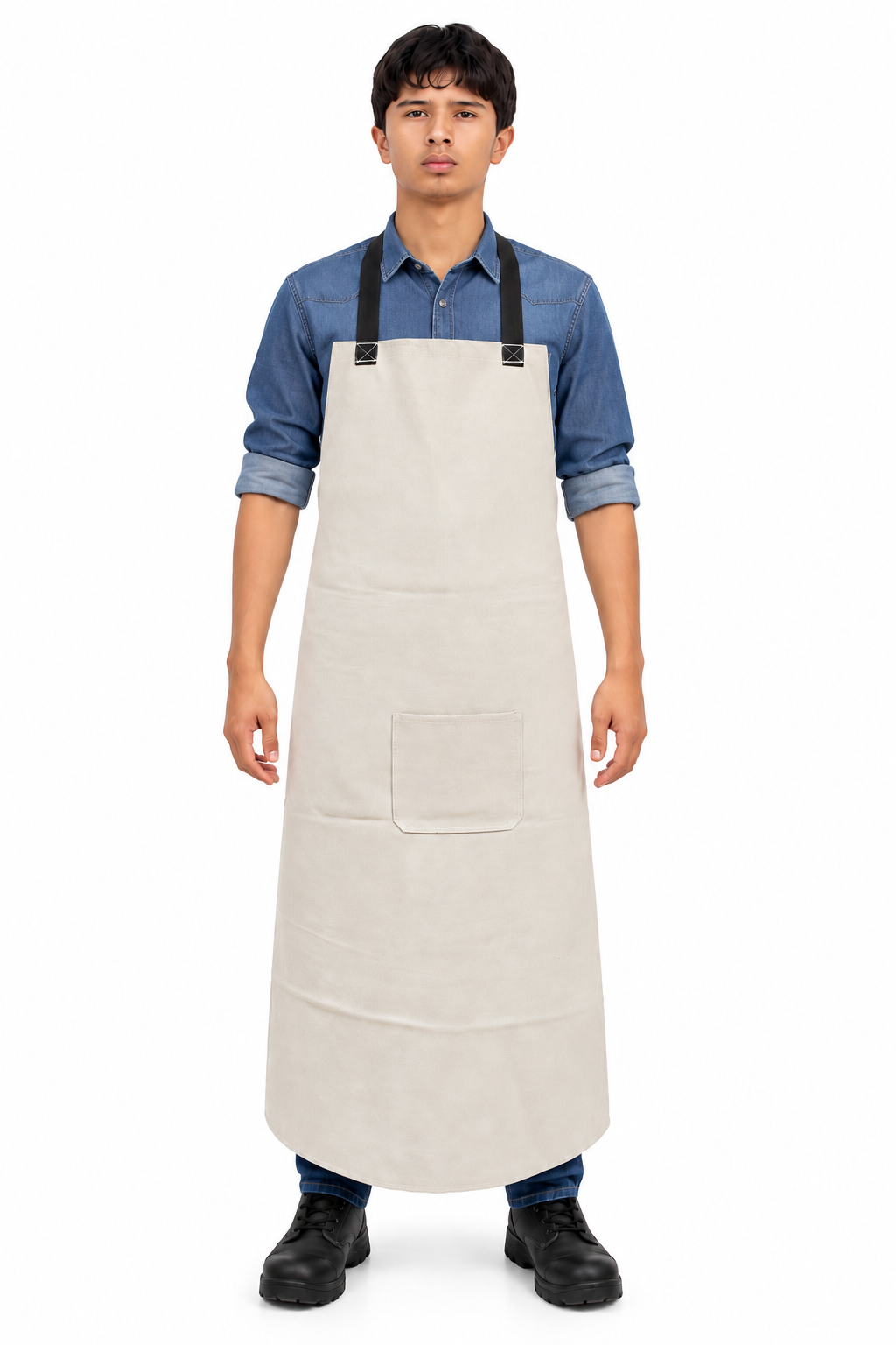 Delantal de carnaza para protección industrial con tirantes